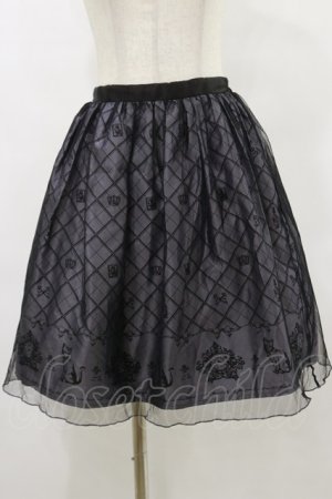 画像: axes femme POETIQUE / チュール重ねねこ柄スカート M グレー H-25-07-11-049-AX-SK-YZ-ZH