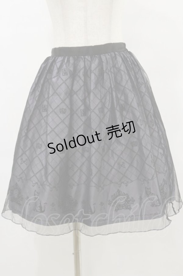画像1: axes femme POETIQUE / チュール重ねねこ柄スカート M グレー H-25-07-11-049-AX-SK-YZ-ZH (1)