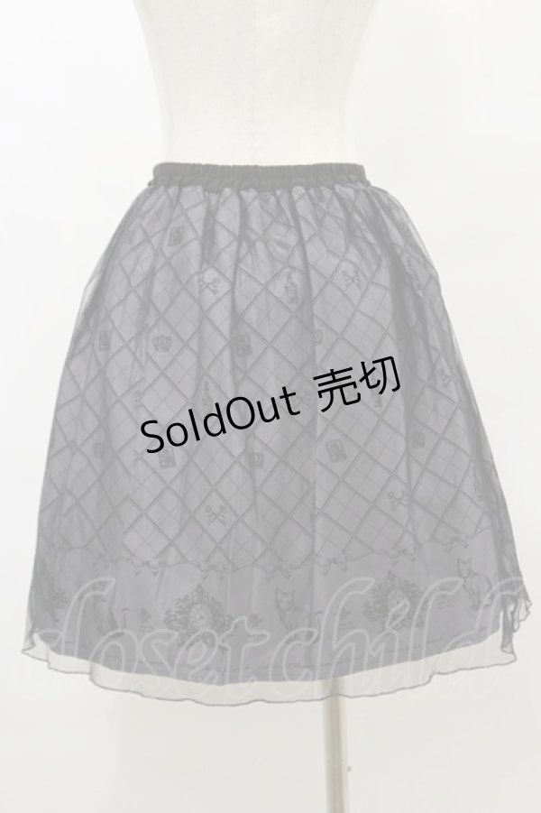 画像2: axes femme POETIQUE / チュール重ねねこ柄スカート M グレー H-25-07-11-049-AX-SK-YZ-ZH (2)