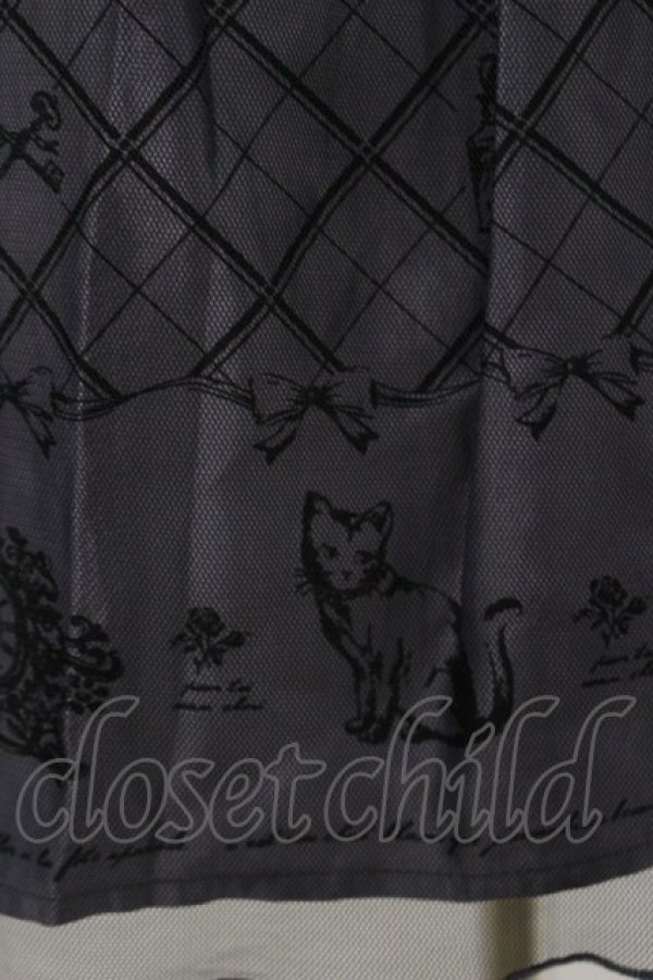 画像3: axes femme POETIQUE / チュール重ねねこ柄スカート M グレー H-25-07-11-049-AX-SK-YZ-ZH (3)