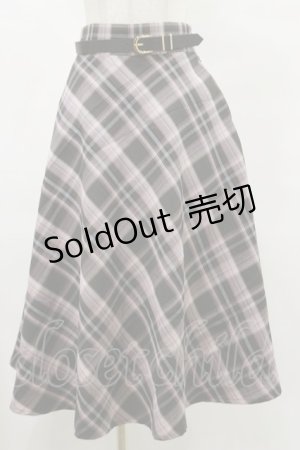 画像: an another angelus / ベルト付きチェックフレアースカート Free BROWN×PK H-25-07-11-054-CA-SK-NS-ZH