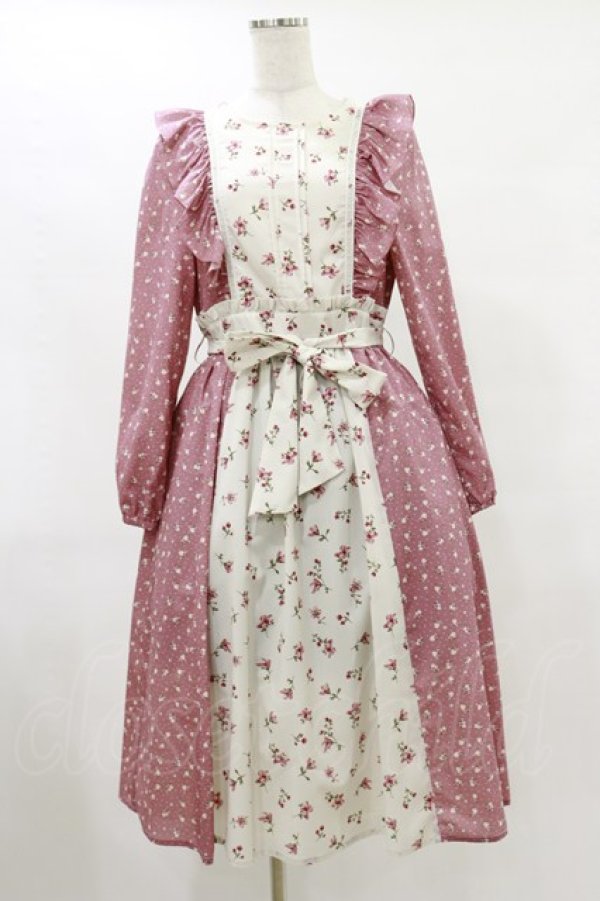 画像1: axes femme / 花柄切替ワンピース M ピンク H-25-07-11-065-AX-OP-NS-ZH (1)