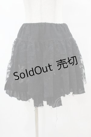 画像: ALGONQUINS / レースレイヤードプリントスカート  黒 H-25-07-11-1031-AL-SK-KB-ZH