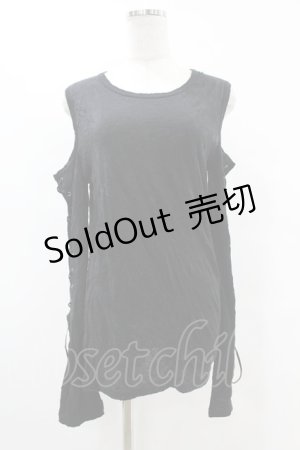 画像: BPN FOR MEN / レースアップスリーブトップス  黒 H-25-07-11-1040-GO-TO-KB-ZH