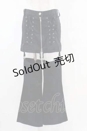 画像: PEACE NOW / レッグカバー付レースアップパンツ  黒 H-25-07-11-1013-PU-PA-KB-ZH