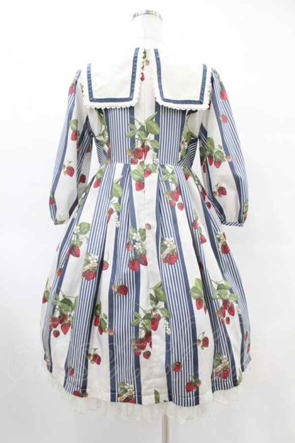 画像2: Melody BasKet / Stripe strawberryワンピース  ネイビー H-25-07-11-1019-LO-OP-KB-ZH (2)