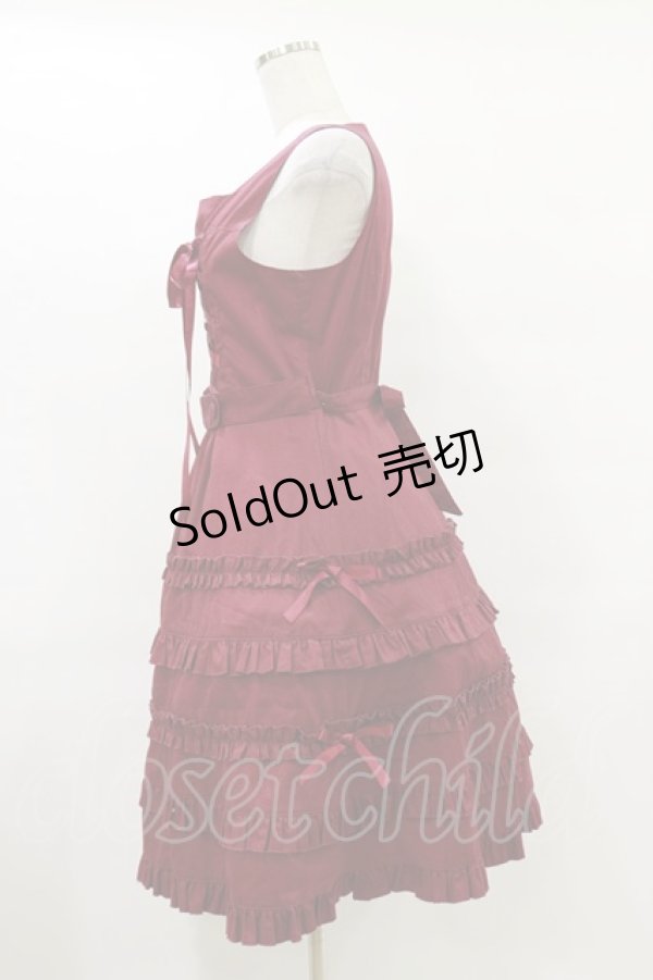 画像3: metamorphose / 共フリル編み上げジャンパースカート（2006年） Free ワイン H-25-07-11-073-ME-OP-NS-ZH (3)