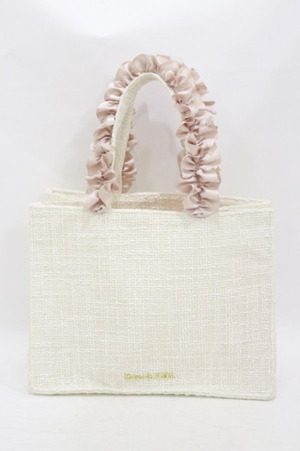 画像1: Maison de FLEUR / ツイードフリルハンドルスクエアトートSバッグ  ピンク H-25-07-11-016-LO-BG-NS-ZH (1)