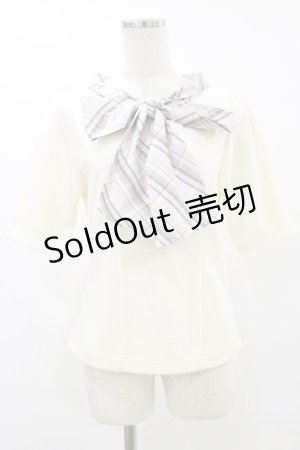 画像: an another angelus / チェックリボンタイカットトップス Free LAV×WH H-25-07-11-035-CA-TO-NS-ZH