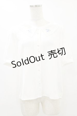 画像: Fi.n.t / リトルローズ刺繍カットワーク衿ブラウス Free WHITE×BL H-25-07-11-036-CA-BL-NS-ZH