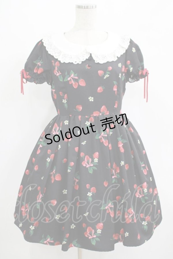 画像1: Ank Rouge / StrawberryBouquetワンピース M ブラック H-25-07-12-024-CA-OP-NS-ZH (1)