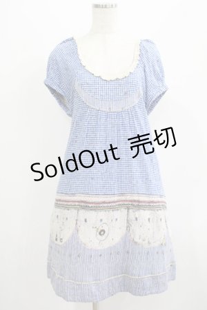 画像: Cherir la femme / オリプリワンピース M ブルー H-25-07-12-032-LO-OP-NS-ZH