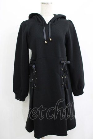 画像: axes femme POETIQUE / レースアップパーカーワンピース M ブラック H-25-07-12-035-AX-OP-NS-ZH