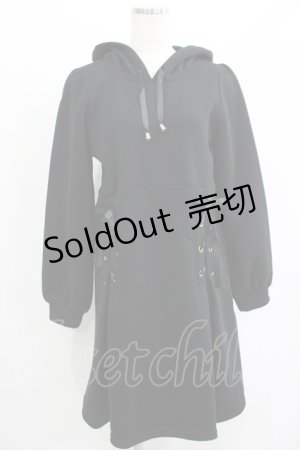 画像: axes femme POETIQUE / レースアップパーカーワンピース M ブラック H-25-07-12-035-AX-OP-NS-ZH