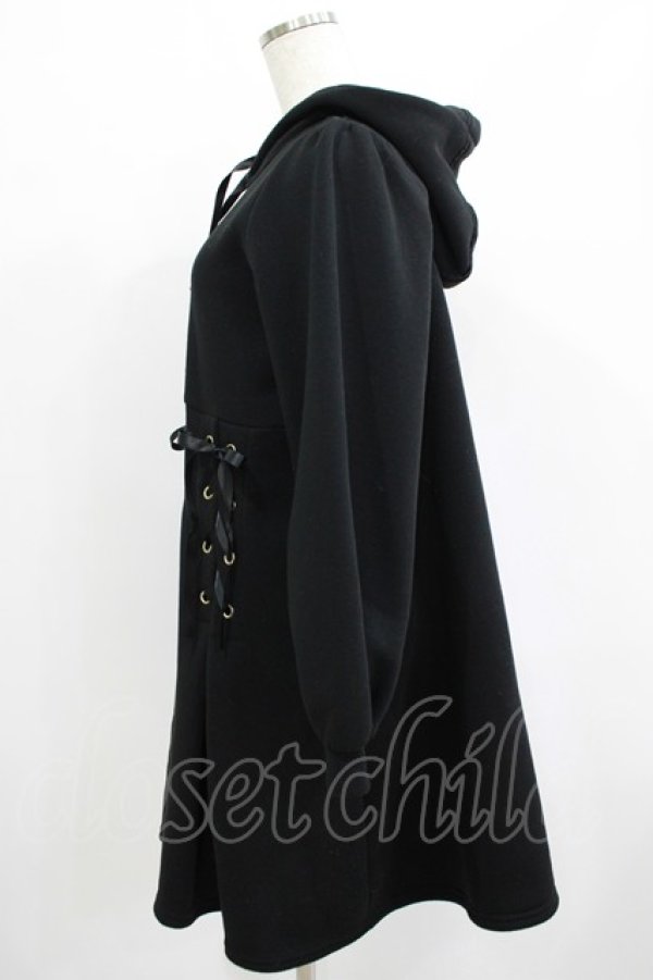 画像2: axes femme POETIQUE / レースアップパーカーワンピース M ブラック H-25-07-12-035-AX-OP-NS-ZH (2)