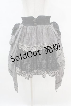 画像: h.naoto Blood / プリントガーゼサイドリボンスカート  グレー×黒 H-25-07-12-1033-HN-SK-KB-ZH