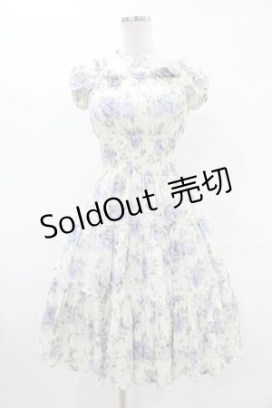 画像: Millefleurs / ダブルボイル薔薇プリントワンピース  アイボリー H-25-07-12-1036-EL-OP-KB-ZH