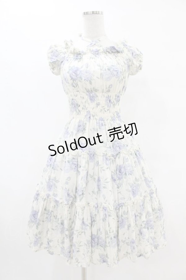 画像1: Millefleurs / ダブルボイル薔薇プリントワンピース  アイボリー H-25-07-12-1036-EL-OP-KB-ZH (1)