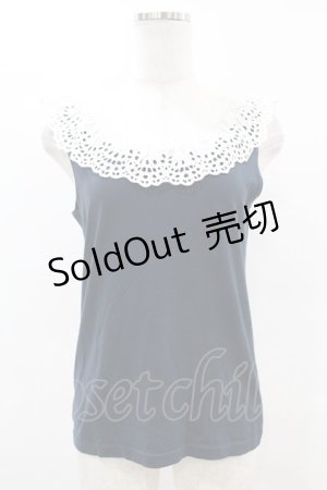 画像: Emily Temple cute / カットワークレースノースリーブカットソー  ネイビー H-25-07-12-1042-ET-TO-KB-ZH