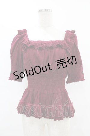 画像: Sheglit / ユリシスローズ刺繍シャーリングブラウス  ボルドー H-25-07-12-1049-EL-BL-KB-ZH