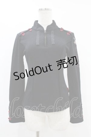 画像: Ozz On / チャイナボタンフロントZIPトップス  黒×赤 H-25-07-12-1055-OO-TO-KB-ZH