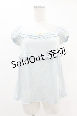 画像: Emily Temple cute / ドットフリルカットソー  サックス×イエロー H-25-07-12-1060-ET-TO-KB-ZH