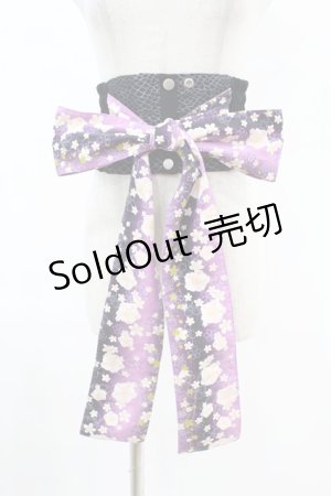 画像: gouk / 帯コルセット  黒×桜柄紫 H-25-07-12-1014-GO-ZA-KB-ZH
