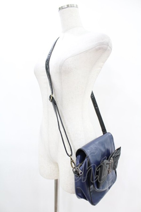 画像2: BPN / リボンショルダーBAG  ネイビー×ブラック H-25-07-12-1015-GO-BG-KB-ZH (2)