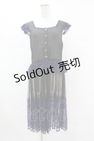 画像: Moi-meme-Moitie / 燭台エンブレムゲート2Wayエプロンドレス  ブラック×ブルー H-25-10-24-030-MO-OP-KB-ZH