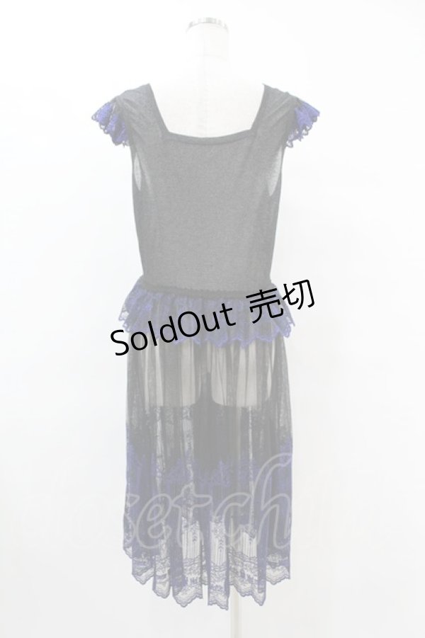 画像2: Moi-meme-Moitie / 燭台エンブレムゲート2Wayエプロンドレス  ブラック×ブルー H-25-10-24-030-MO-OP-KB-ZH (2)