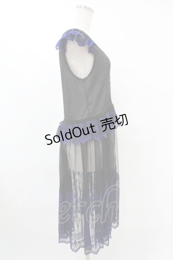 画像3: Moi-meme-Moitie / 燭台エンブレムゲート2Wayエプロンドレス  ブラック×ブルー H-25-10-24-030-MO-OP-KB-ZH (3)