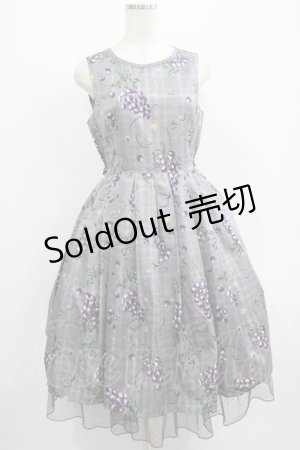画像: axes femme kawaii / ぶどう柄ジャンパースカート M グレー H-25-07-12-018-AX-OP-NS-ZH