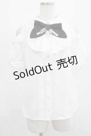 画像: Secret Honey / オープンショルダーレースラッフル半袖ブラウス Free オフ/ブラック H-25-07-13-033-CA-BL-NS-ZH