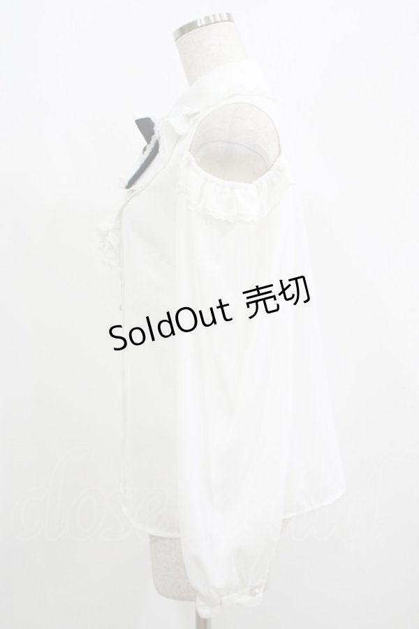 画像2: Secret Honey / オープンショルダーレースラッフルブラウス Free オフ/ブラック H-25-07-13-035-CA-BL-NS-ZH (2)