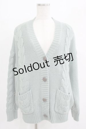 画像: F&A / ポケット付きケーブルニットカーディガン M MINT H-25-07-13-043-LO-TO-NS-ZT