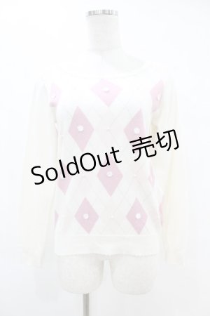 画像: LODISPOTTO / アーガイルニット M オフ/ピンク H-25-07-13-1050-LO-TO-NS-ZH