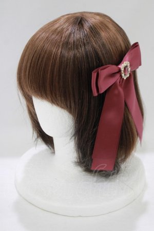 画像: Maison de FLEUR / ビジューサテンリボンバレッタ  ボルドー H-25-07-13-074-LO-AC-NS-ZH