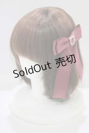 画像: Maison de FLEUR / ビジューサテンリボンバレッタ  ボルドー H-25-07-13-074-LO-AC-NS-ZH