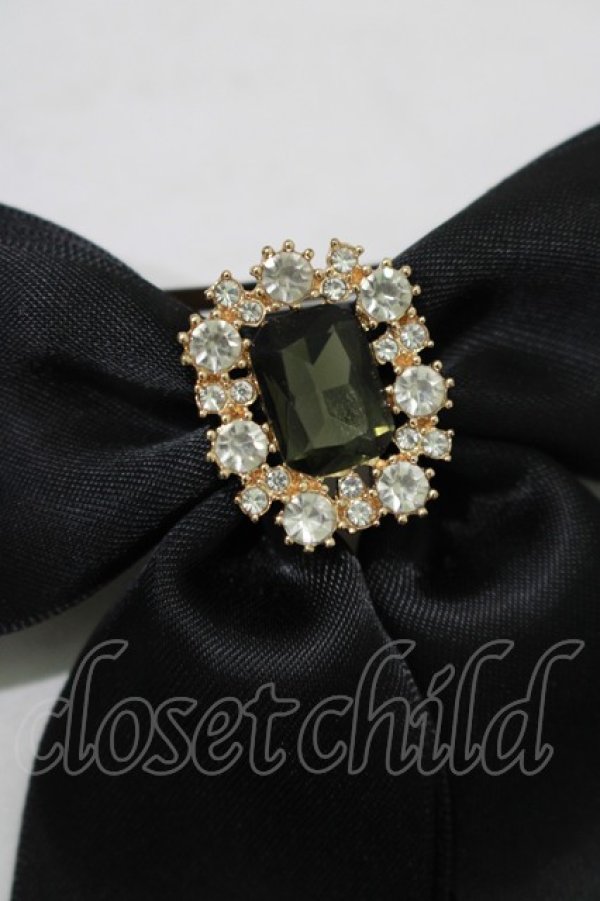 画像3: Maison de FLEUR / ビジューサテンリボンバレッタ  ブラック H-25-07-13-075-LO-AC-NS-ZH (3)