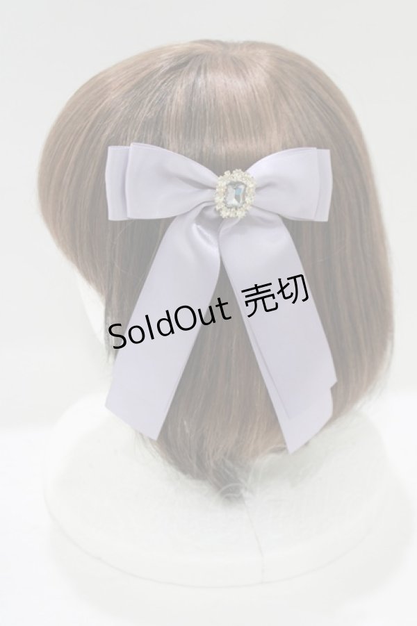 画像2: Maison de FLEUR / ビジューサテンリボンバレッタ  ラベンダー H-25-07-13-076-LO-AC-NS-ZH (2)