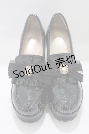 画像: Rojita / パールビジューシアーリボンローファー M（靴裏LL表記） ブラック H-25-07-13-078-LO-SH-NS-ZH