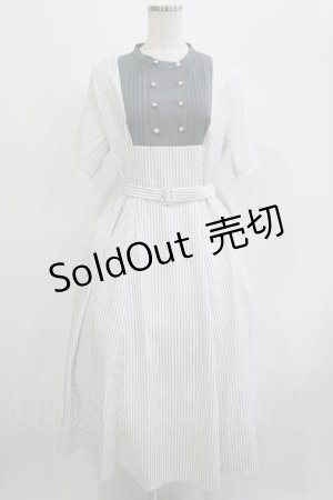 画像: axes femme / フレンチマリンストライプワンピース Free 白/グレー H-25-07-13-010-AX-OP-NS-ZH