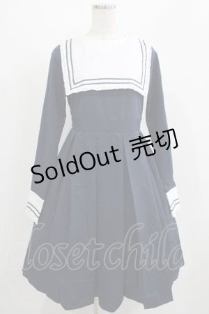 画像: FLC / 皆方由衣コラボ/襟付きプリーツワンピース M ネイビー H-25-07-13-011-LO-OP-NS-ZH