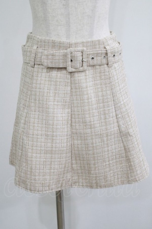 画像1: DearMyLoveRose / ベルトセットツイードフレアスカート M ベージュ H-25-07-13-025-EL-SK-NS-ZH (1)