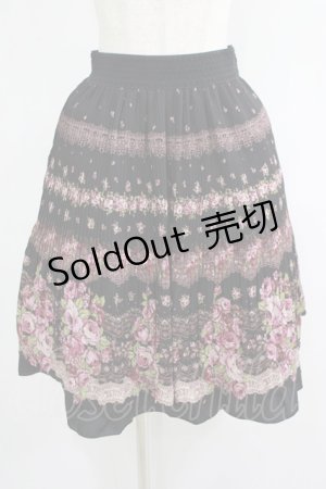 画像: axes femme / パネルバラ柄プリーツスカート M ブラック H-25-07-14-035-AX-SK-NS-ZH