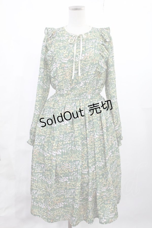 画像1: Fi.n.t / フラワーガーデン柄ワンピース Free GREEN H-25-07-14-1009-CA-OP-NS-ZH (1)
