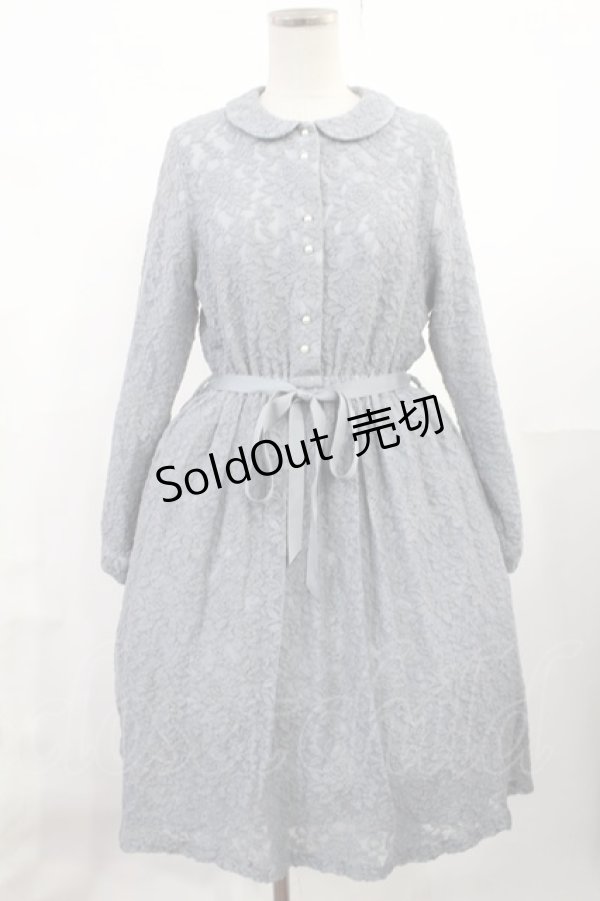 画像1: Fi.n.t / 総レース丸衿ワンピース Free ブルーグレー H-25-07-14-1013-CA-OP-NS-ZH (1)