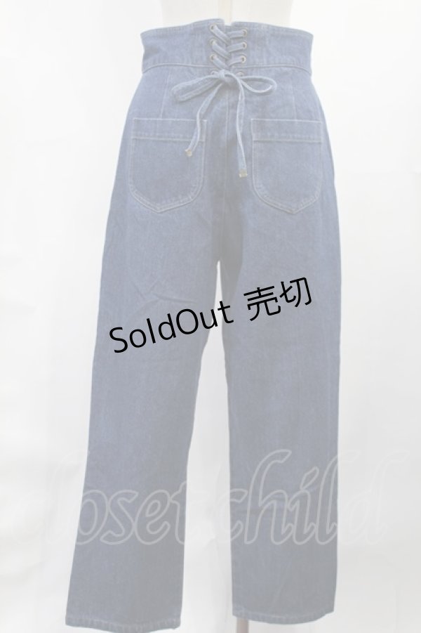 画像2: Fi.n.t / バックレースアップストレートデニムパンツ M BLUE H-25-07-14-1021-CA-PA-NS-ZH (2)