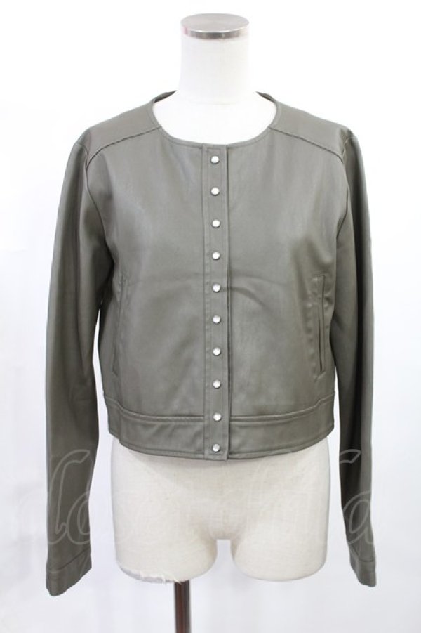 画像1: an another angelus / フロントスナップ釦ノーカラーライダース Free KHAKI H-25-07-14-1033-CA-JA-NS-ZH (1)