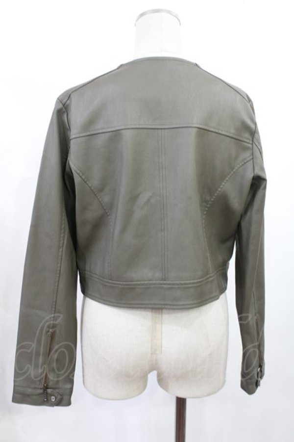 画像2: an another angelus / フロントスナップ釦ノーカラーライダース Free KHAKI H-25-07-14-1033-CA-JA-NS-ZH (2)